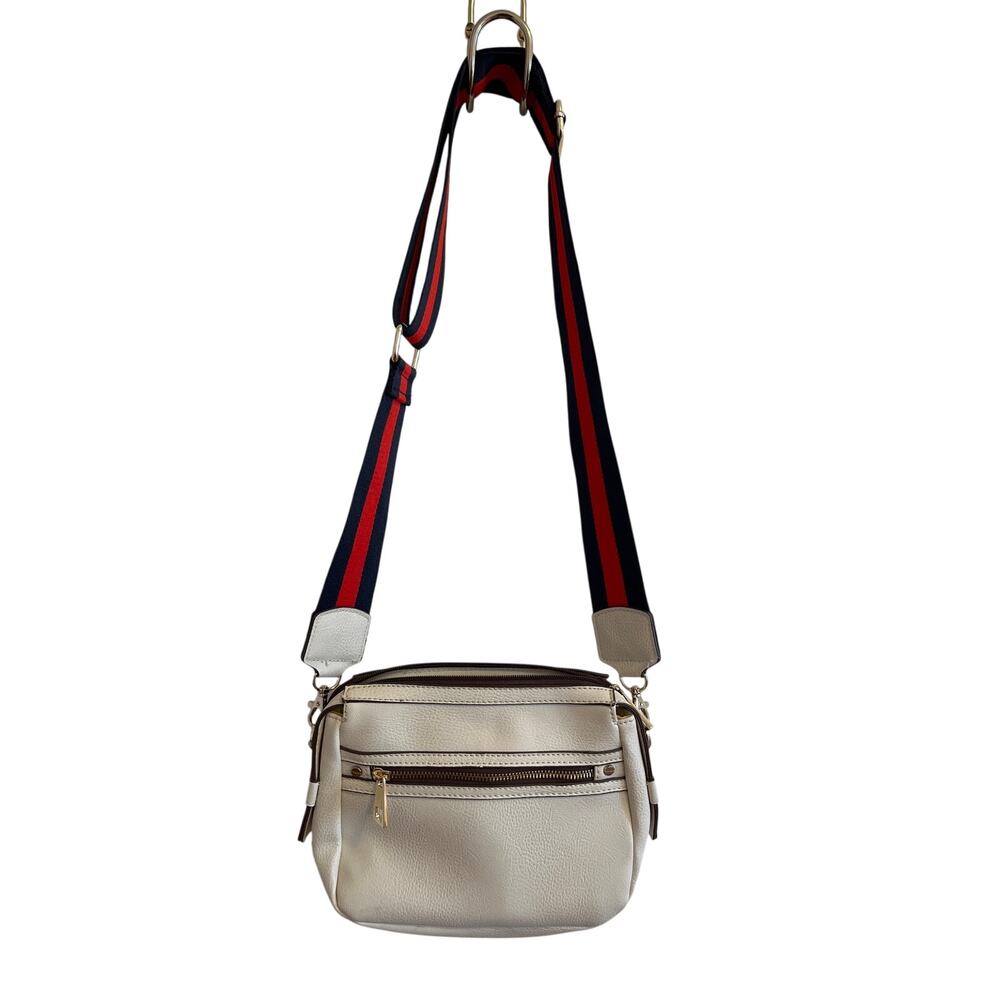 A+ vegan leather crossbody camera bag - white